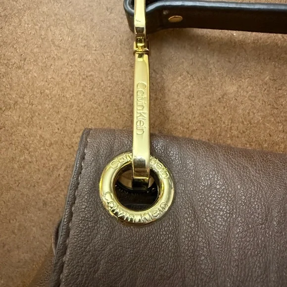 Calvin Klein Brown Faux Leather Backpack NWOT - Picture 7 of 9